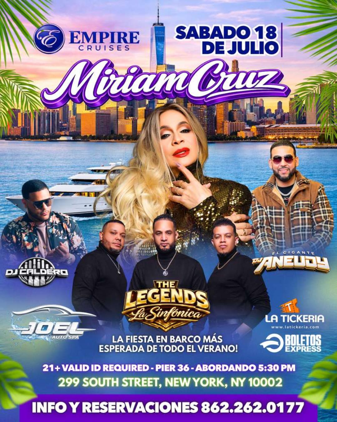 FIESTA EN BARCO MIRIAM CRUZ, THE LEGENDS, DJ ANEUDY